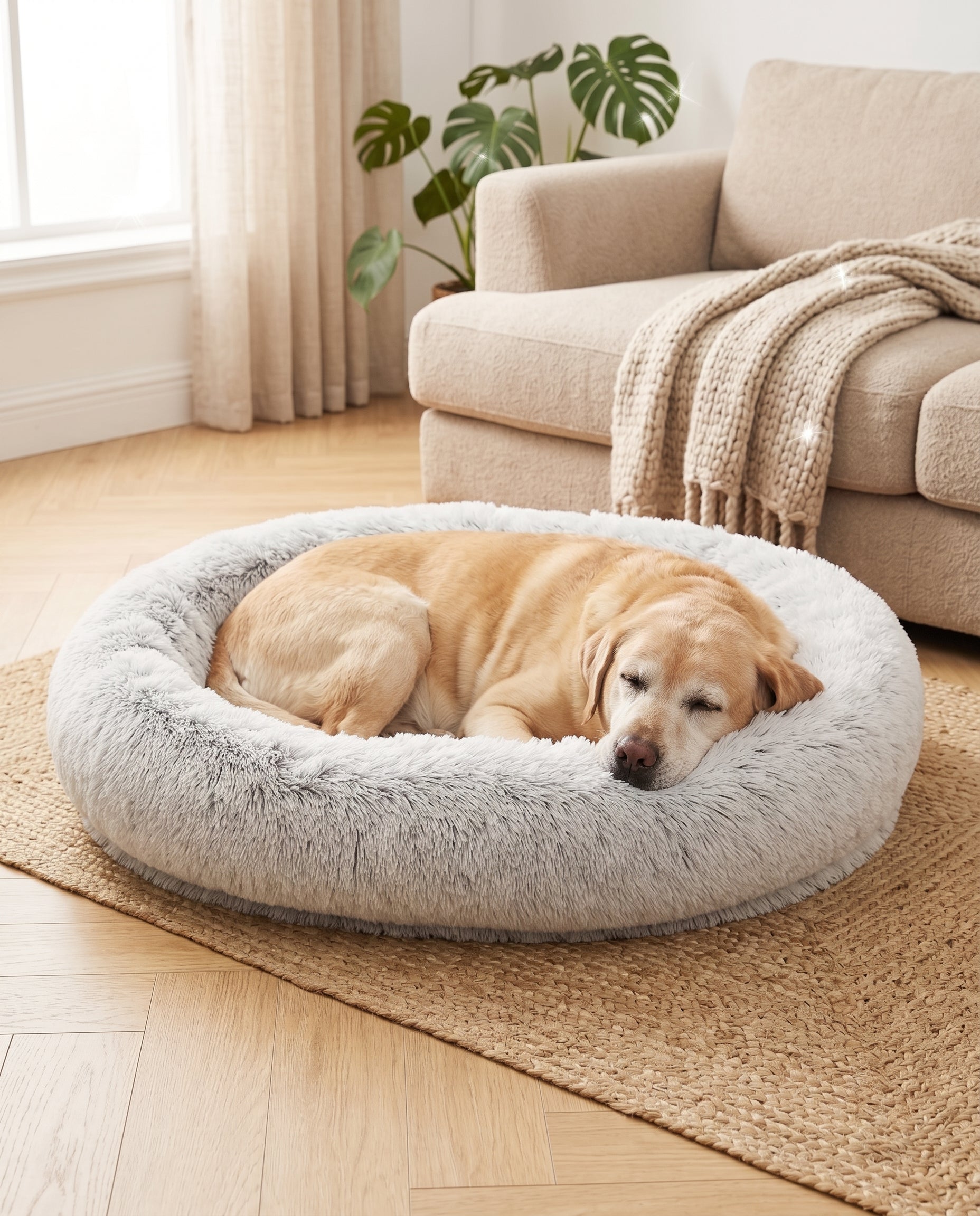 Lit Séréa — Blanc Givré — lit orthopédique à mémoire de forme pour chien